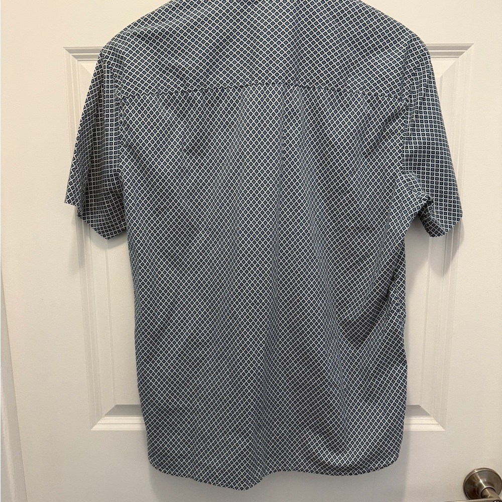 Perry Ellis Navy Geometric Button-Down Shirt - Picture 3 of 4